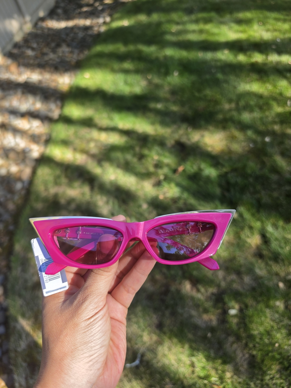 Valentino 55mm V-Goldcut I Cat-Eye Sunglasses in Pink - Picture 2 of 9
